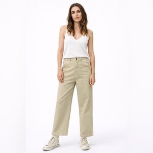 Zara Light Tan Wide Leg Denim Trousers Size 10